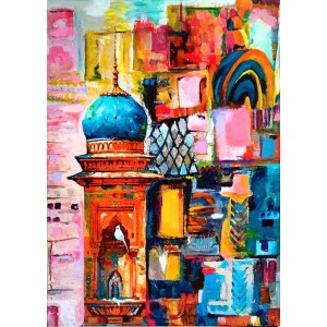 Samina Mumtaz, 12 x 18 Inch, Acrylic on Canvas, Cityscape Painting, AC-SMU-019